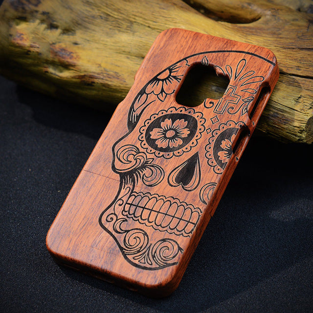 Full Wood Case For Samsung Galaxy Note 9 8 S5 S6 S7 S8 S9 Edge Plus Phone Cover 100% Natural Bamboo Handmade Carving Cases