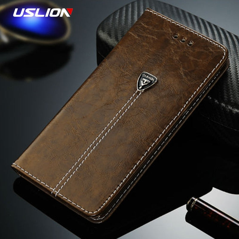 USLION Luxury Flip Leather Phone Case For iPhone 7 5 5s SE 6 6 Plus Wallet Card Slots Cases Cover For iPhone X XS Max XR 8 Plus