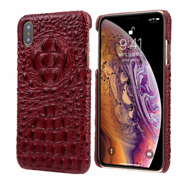 Latest Genuine Leather Back Cover Case For iphone Xs Max 7 8 Plus Luxury 3D Crocodile Skin Pattern Hard Cases For iphone 11 Pro MAX Mobile phone protective case