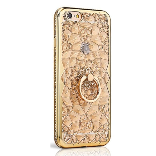 Axbety Case For iPhone XR X 7 Plus 8 XS MAX Case Luxury Gold Glitter Marble Cover For iPhone 6S 6 Plus Diamond Ring Phone Case