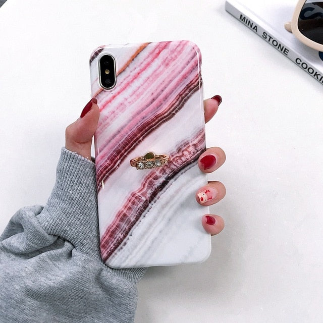 Axbety Case For iPhone XR X 7 Plus 8 XS MAX Case Luxury Gold Glitter Marble Cover For iPhone 6S 6 Plus Diamond Ring Phone Case