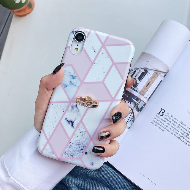 Axbety Case For iPhone XR X 7 Plus 8 XS MAX Case Luxury Gold Glitter Marble Cover For iPhone 6S 6 Plus Diamond Ring Phone Case
