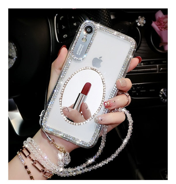 Luxury Bling Glitter With Finger Ring Case For iPhone X 8 7 6 6S Plus XR XS Max 11 Pro Cover Fashion Diamond Soft TPU Phone Cases