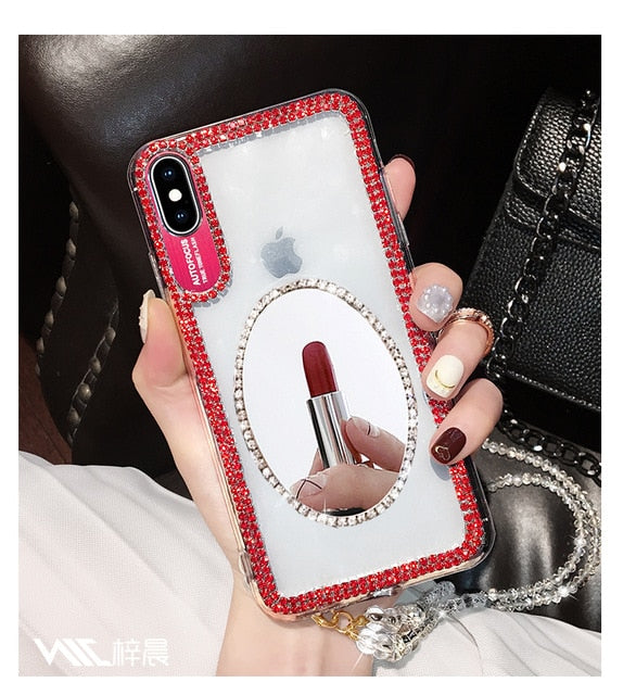 Luxury Bling Glitter With Finger Ring Case For iPhone X 8 7 6 6S Plus XR XS Max 11 Pro Cover Fashion Diamond Soft TPU Phone Cases