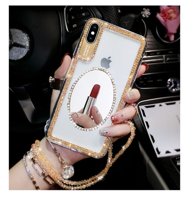 Luxury Bling Glitter With Finger Ring Case For iPhone X 8 7 6 6S Plus XR XS Max 11 Pro Cover Fashion Diamond Soft TPU Phone Cases