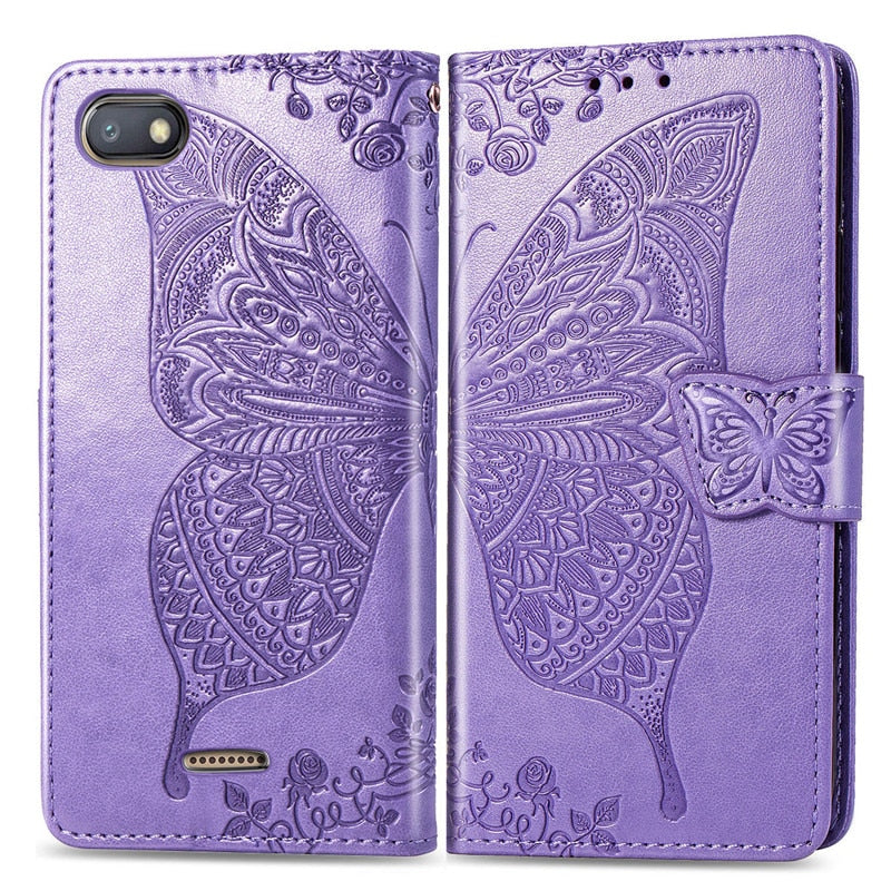 3D Butterfly Wallet Flip Case For Xiaomi Redmi 7A 6A 5 Plus 4A 4X Note 5A 4 5 7 6 Pro Go F1 Mi A1 5X A2 8 Lite 9 se 5A 6A Cover