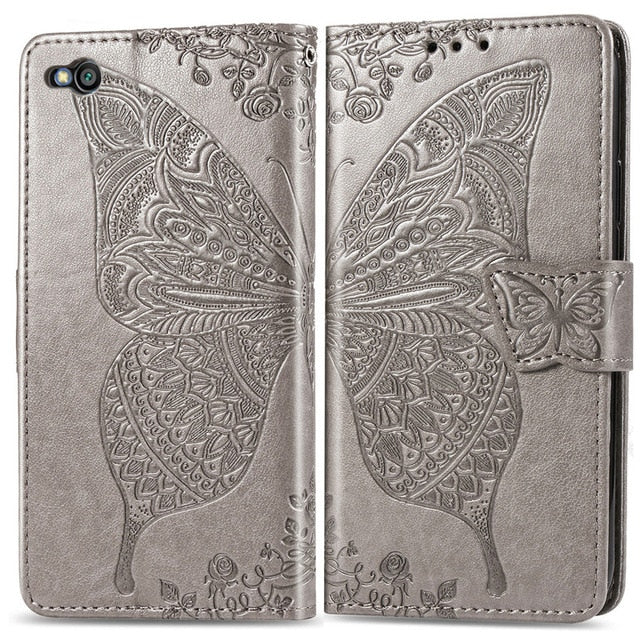3D Butterfly Wallet Flip Case For Xiaomi Redmi 7A 6A 5 Plus 4A 4X Note 5A 4 5 7 6 Pro Go F1 Mi A1 5X A2 8 Lite 9 se 5A 6A Cover