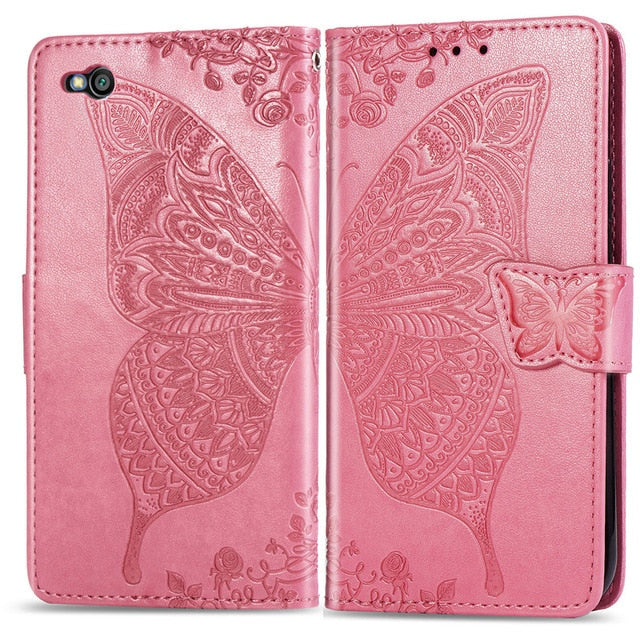 3D Butterfly Wallet Flip Case For Xiaomi Redmi 7A 6A 5 Plus 4A 4X Note 5A 4 5 7 6 Pro Go F1 Mi A1 5X A2 8 Lite 9 se 5A 6A Cover