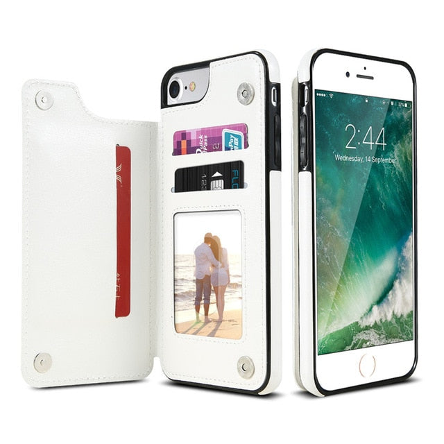 KISSCASE Retro PU Leather Case For iPhone X 6 6s 7 8 Plus XS 5S Multi Card Holder Phone Cases For iPhone XS XR 11 Pro Max Cover