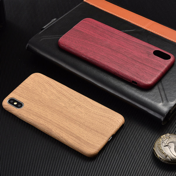 Premium Phone Case For iPhone 7 Plus X XR 11 Pro Max Cover Capa Leather Bamboo Wood Grain Soft Cases Coque for iPhone XS Max Red
