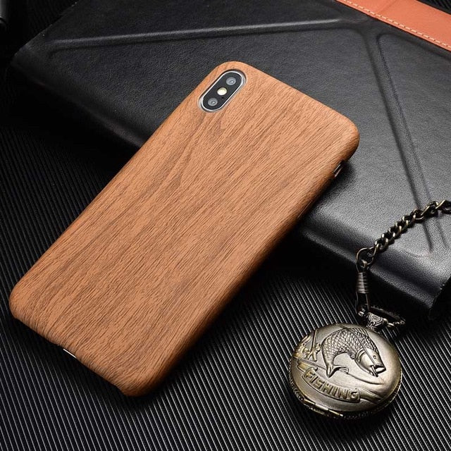 Premium Phone Case For iPhone 7 Plus X XR 11 Pro Max Cover Capa Leather Bamboo Wood Grain Soft Cases Coque for iPhone XS Max Red