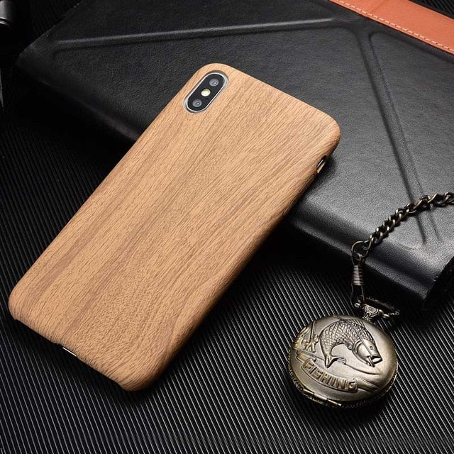 Premium Phone Case For iPhone 7 Plus X XR 11 Pro Max Cover Capa Leather Bamboo Wood Grain Soft Cases Coque for iPhone XS Max Red