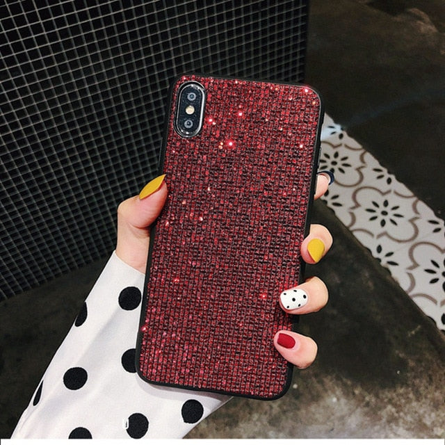 YOACHEY Glitter Case for iPhone X 7 8 6 S 6S Plus Luxury Bling Sequins Diamond Phone Case for iPhone XR XS Max Girl Cover Fundas
