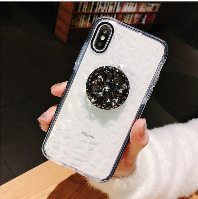 Luxury Glitter Diamond Soft Case For iPhone 11 Pro X XR XS Max 6 7 8 Plus 3D Bling Crystal Holder For Samsung S8 S9 S10 Note10 9