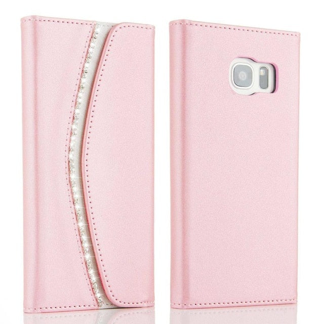 Luxury Wallet Leather Case For Samsung S10 S9 S8 Plus Women Lovely Elegant Phone Bag Bumper Cover For Galaxy S10e S7 S6 edge