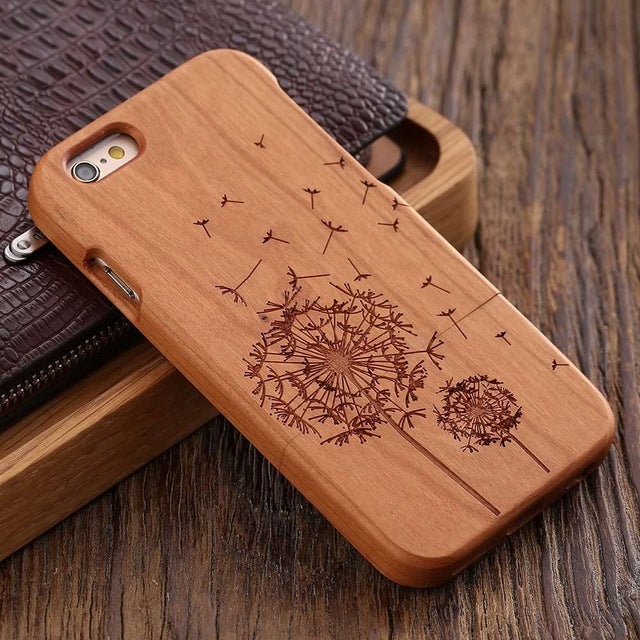 FLOVEME Wooden Case For iPhone 6 6S Plus 5S 5 SE 3D Wood Bamboo Wolf Cross Cover For Samsung Galaxy S6 S7 Edge Phone Cases Bags