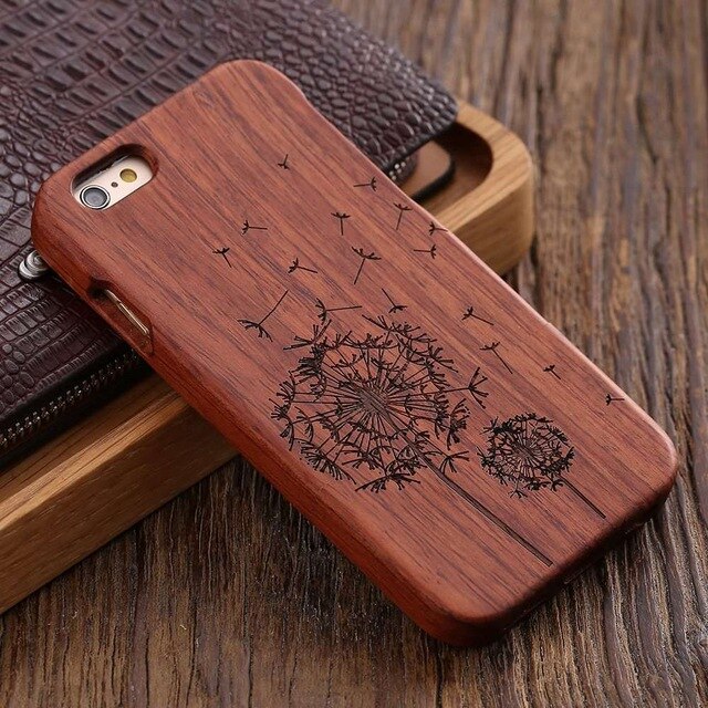 FLOVEME Wooden Case For iPhone 6 6S Plus 5S 5 SE 3D Wood Bamboo Wolf Cross Cover For Samsung Galaxy S6 S7 Edge Phone Cases Bags