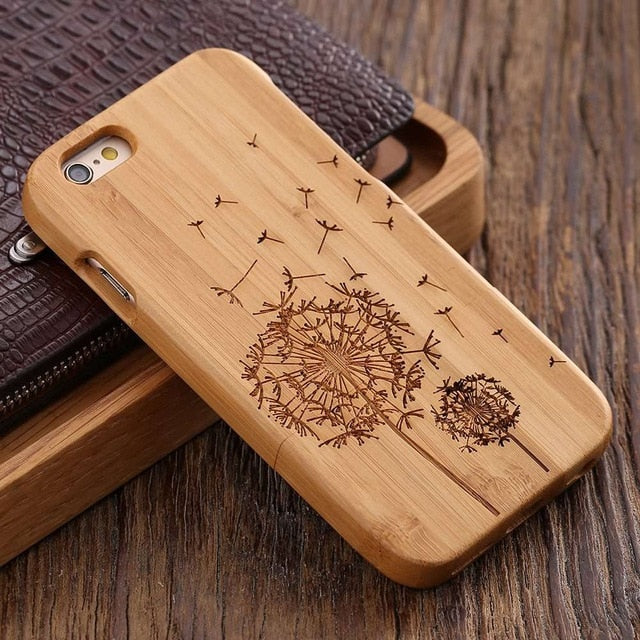 FLOVEME Wooden Case For iPhone 6 6S Plus 5S 5 SE 3D Wood Bamboo Wolf Cross Cover For Samsung Galaxy S6 S7 Edge Phone Cases Bags