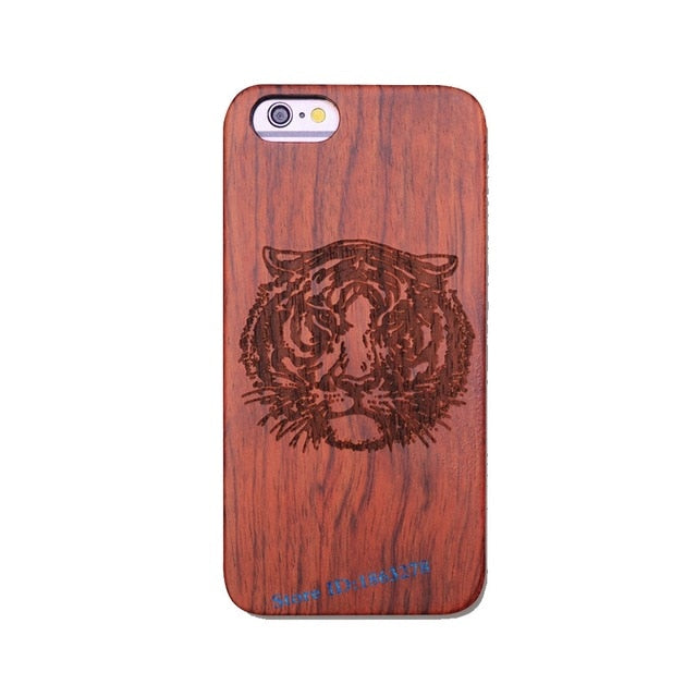 Chinese Dragon Roar Totem Men Design Bamboo Wood Phone Case For Iphone 6Plus 6 6S 7 7 Plus 5 5S Iphone8 8 X PC Hard Back Cover