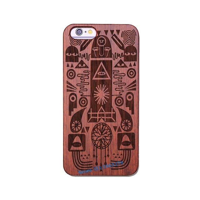 Chinese Dragon Roar Totem Men Design Bamboo Wood Phone Case For Iphone 6Plus 6 6S 7 7 Plus 5 5S Iphone8 8 X PC Hard Back Cover
