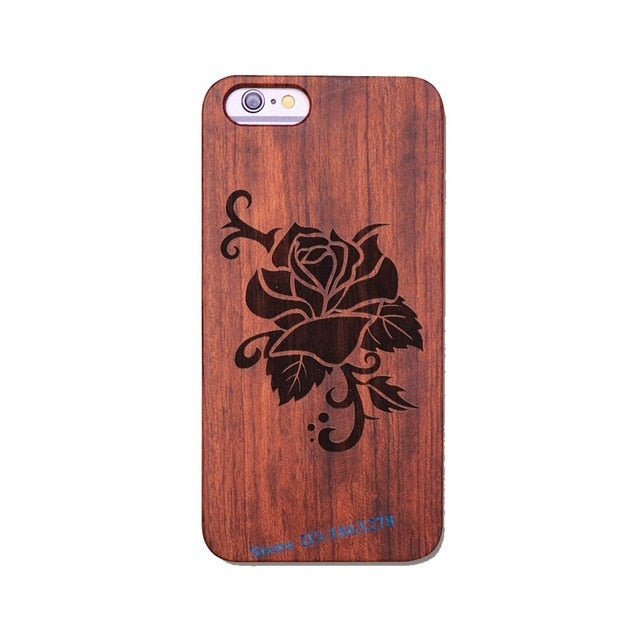 Chinese Dragon Roar Totem Men Design Bamboo Wood Phone Case For Iphone 6Plus 6 6S 7 7 Plus 5 5S Iphone8 8 X PC Hard Back Cover