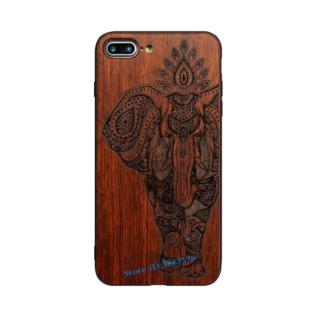 Chinese Dragon Roar Totem Men Design Bamboo Wood Phone Case For Iphone 6Plus 6 6S 7 7 Plus 5 5S Iphone8 8 X PC Hard Back Cover
