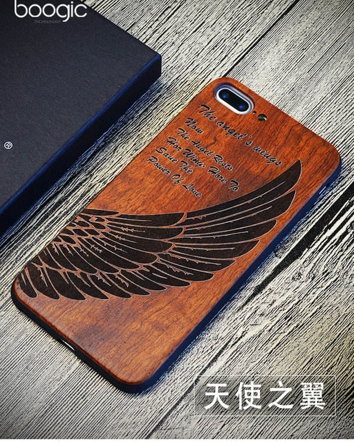 Chinese Dragon Roar Totem Men Design Bamboo Wood Phone Case For Iphone 6Plus 6 6S 7 7 Plus 5 5S Iphone8 8 X PC Hard Back Cover