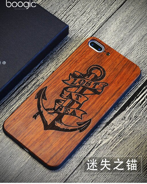 Chinese Dragon Roar Totem Men Design Bamboo Wood Phone Case For Iphone 6Plus 6 6S 7 7 Plus 5 5S Iphone8 8 X PC Hard Back Cover