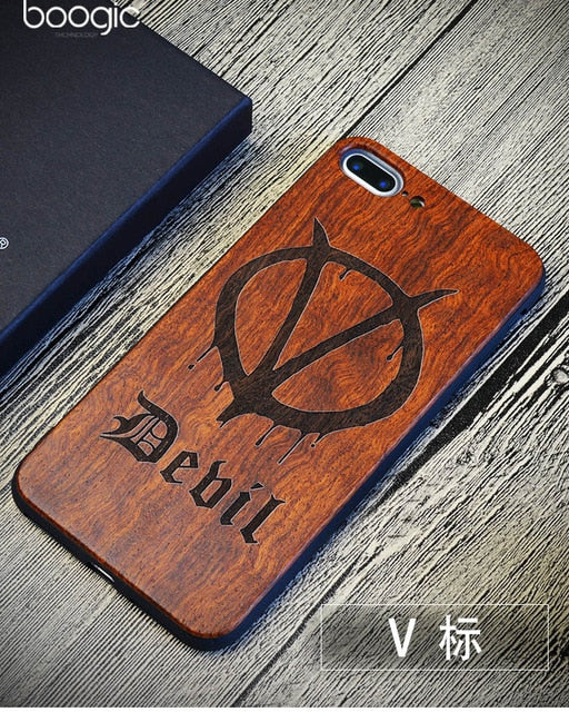Chinese Dragon Roar Totem Men Design Bamboo Wood Phone Case For Iphone 6Plus 6 6S 7 7 Plus 5 5S Iphone8 8 X PC Hard Back Cover