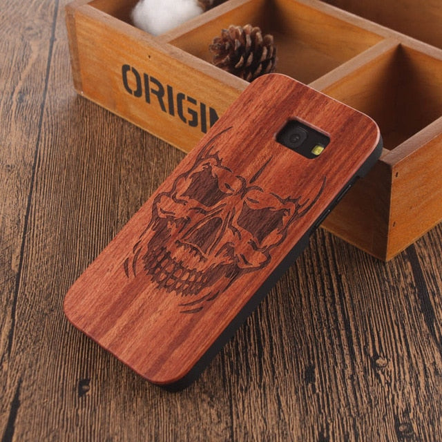 Mandala Skull Head Wood Bamboo Case For samsung galaxy A5 2017 Wood Case For Samsung Galaxy A5 2017 Cell Phone Case Wooden Cover