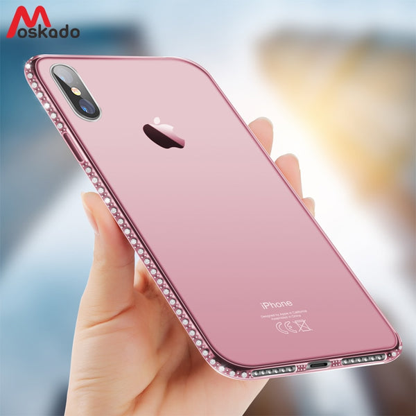 Moskado Phone Case For iPhone 7 X XR XS MAX 8 6 6s Plus 5 SE Fashion Bling Diamond Transparent Crystal Soft TPU Back Cover Cases