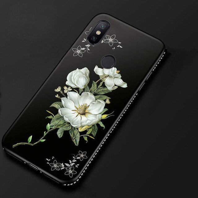 Luxury Diamond phone Case on for Xiaomi 8 pocophone F1 5X A1 6X A2 Silicone Floral Cover for Redmi 4X Note 4 5 5A 6A 5 Plus Case