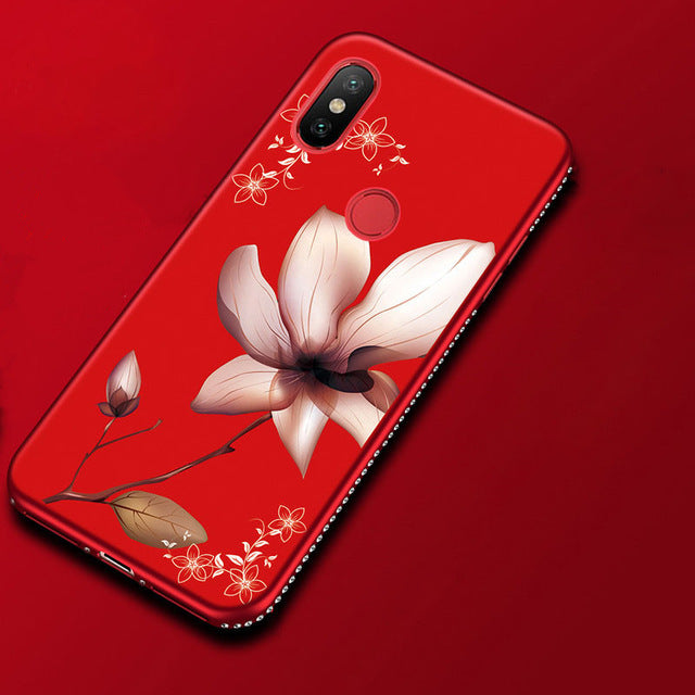 Luxury Diamond phone Case on for Xiaomi 8 pocophone F1 5X A1 6X A2 Silicone Floral Cover for Redmi 4X Note 4 5 5A 6A 5 Plus Case