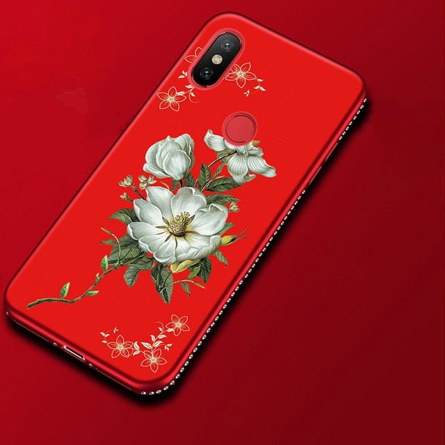 Luxury Diamond phone Case on for Xiaomi 8 pocophone F1 5X A1 6X A2 Silicone Floral Cover for Redmi 4X Note 4 5 5A 6A 5 Plus Case