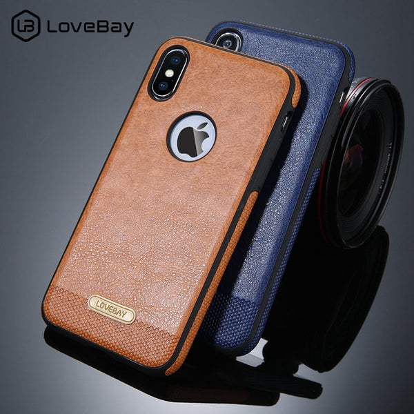 Lovebay Business PU Leather Phone Case For Iphone XS X 5 5S 6 6S 7 8 Plus Splice Ultra-thin Luxury Phone Protector Back Cover