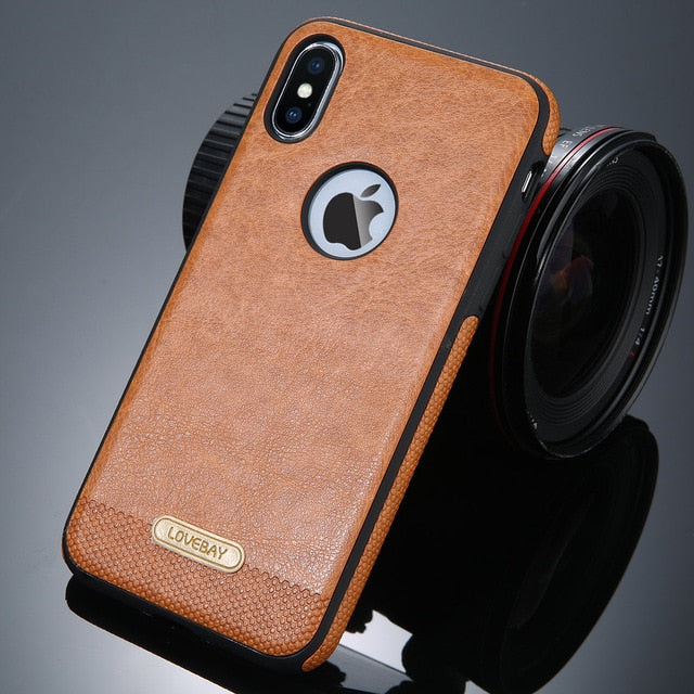 Lovebay Business PU Leather Phone Case For Iphone XS X 5 5S 6 6S 7 8 Plus Splice Ultra-thin Luxury Phone Protector Back Cover