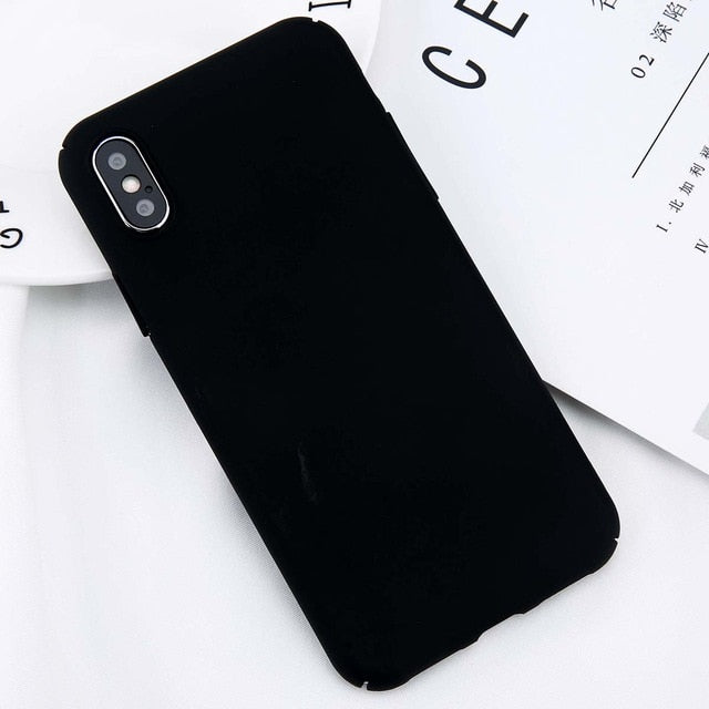 USLION For iPhone X Xs Max XR 8 7 Simple Plain Phone Case Slim Frosted Hard PC Back Cover For iPhone 8 7 6 6S Plus 5 5S SE Cases
