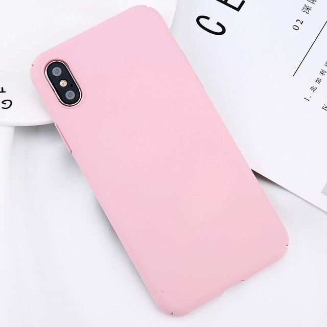 USLION For iPhone X Xs Max XR 8 7 Simple Plain Phone Case Slim Frosted Hard PC Back Cover For iPhone 8 7 6 6S Plus 5 5S SE Cases