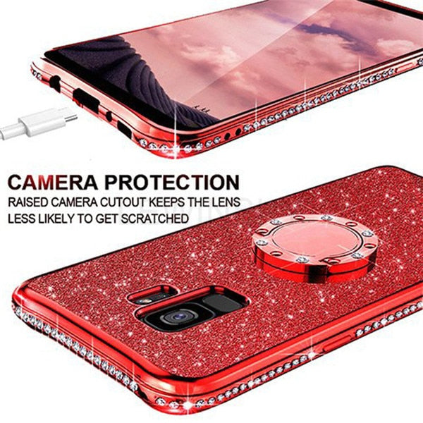 Soft TPU Phone Case For Samsung Galaxy S9 S8 A7 A6 A8 S10 Plus 2018 Note 9 8 A50 S7 Luxury Plating Bling Diamond Silicone Cover