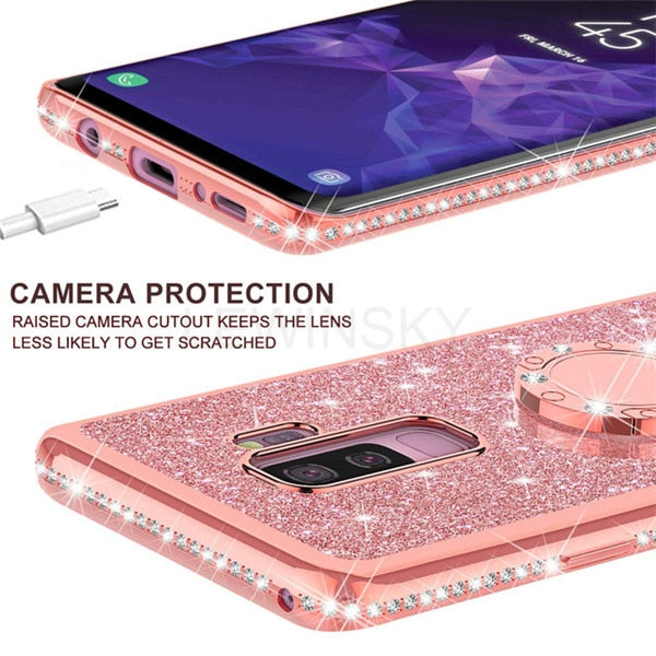 Soft TPU Phone Case For Samsung Galaxy S9 S8 A7 A6 A8 S10 Plus 2018 Note 9 8 A50 S7 Luxury Plating Bling Diamond Silicone Cover