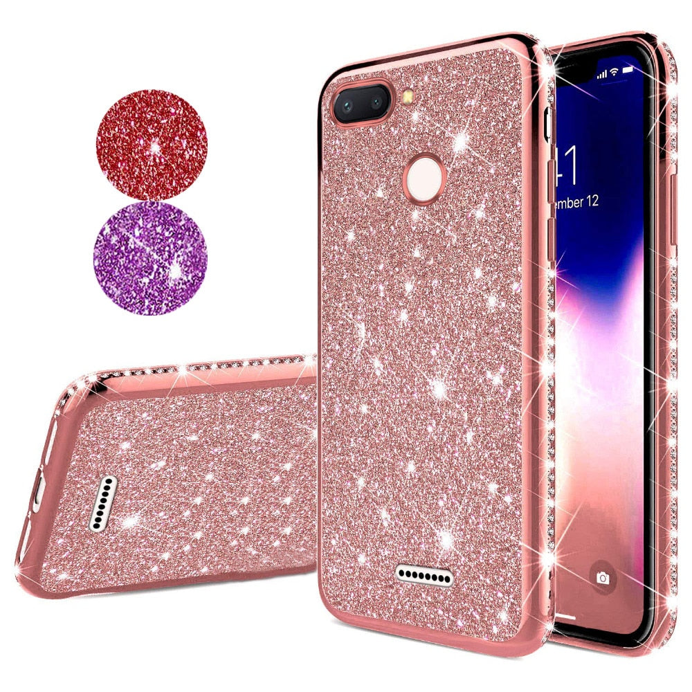 Glitter Diamond Bling Soft TPU Case Cover on sfor Xiaomi Mi 8 Lite A1 A2 8 se Redmi Note 5 6 6A Shiny Phone Coque Slim Fundas