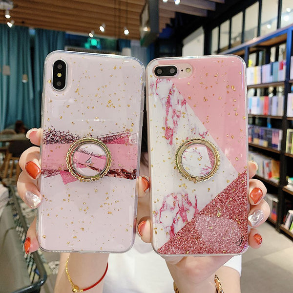 Phone Case For iPhone XR Case Silicone Cover For iPhone 7 Plus Case On For iPhone XS Max 6 6S 8 10 Case Luxury Ring Holder Stand