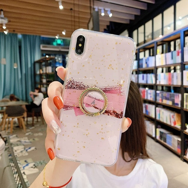 Phone Case For iPhone XR Case Silicone Cover For iPhone 7 Plus Case On For iPhone XS Max 6 6S 8 10 Case Luxury Ring Holder Stand