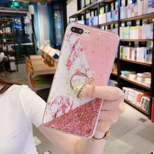 Phone Case For iPhone XR Case Silicone Cover For iPhone 7 Plus Case On For iPhone XS Max 6 6S 8 10 Case Luxury Ring Holder Stand
