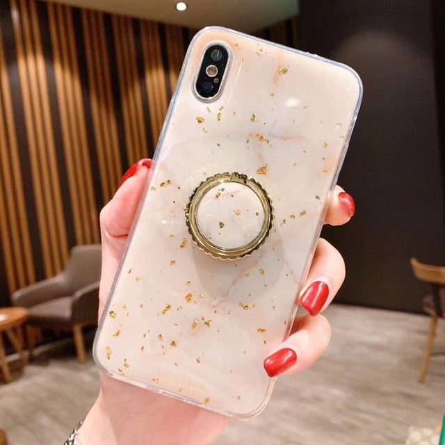 Phone Case For iPhone XR Case Silicone Cover For iPhone 7 Plus Case On For iPhone XS Max 6 6S 8 10 Case Luxury Ring Holder Stand