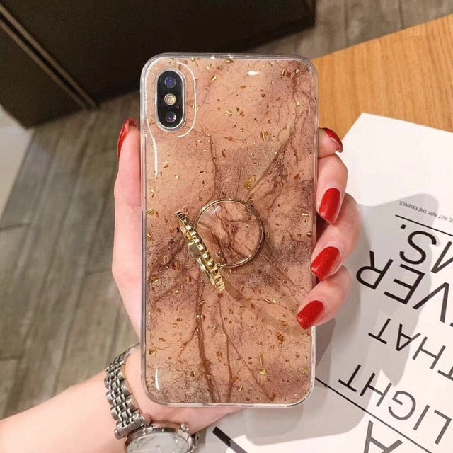 Phone Case For iPhone XR Case Silicone Cover For iPhone 7 Plus Case On For iPhone XS Max 6 6S 8 10 Case Luxury Ring Holder Stand