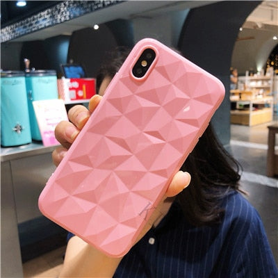 3D Diamond Texture Case For iPhone 6 6s 7 8 Plus X XR XS max Soft Phone Cover for iPhone 7 Transparent Case Ultra Thin Coque