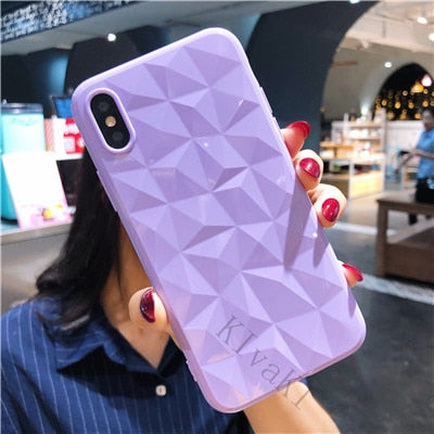 3D Diamond Texture Case For iPhone 6 6s 7 8 Plus X XR XS max Soft Phone Cover for iPhone 7 Transparent Case Ultra Thin Coque
