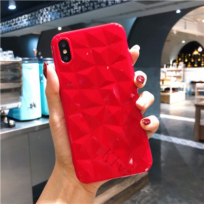 3D Diamond Texture Case For iPhone 6 6s 7 8 Plus X XR XS max Soft Phone Cover for iPhone 7 Transparent Case Ultra Thin Coque